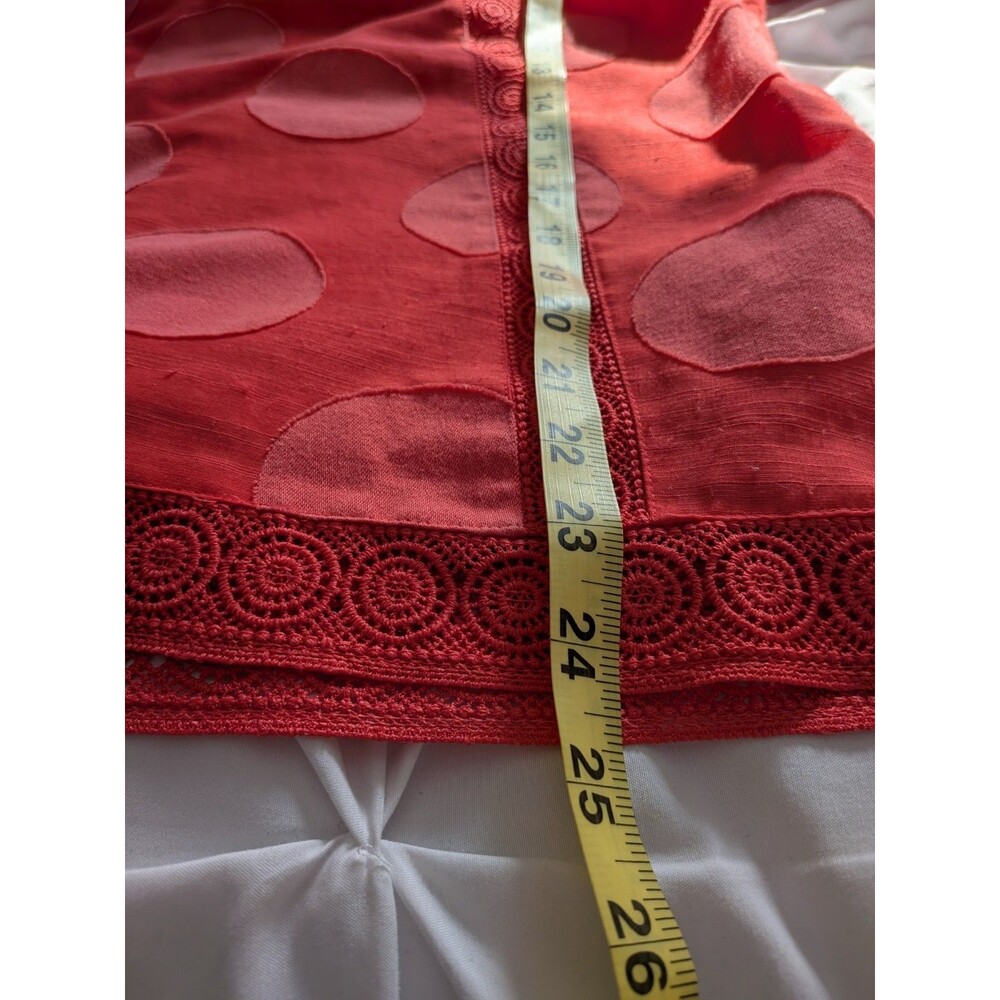 Chico's Blouse Womens M/1 Watermelon Orange Peasant Top Boho Crochet Shirt Light - Picture 11 of 12